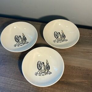 Set of 3 MCM Marcrest American Heritage Dessert Bowls with Spinning Wheel Design